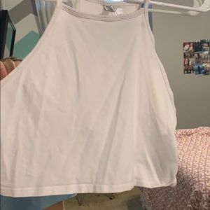 white halter cropped tank top